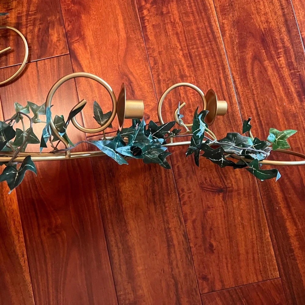 VTG Metal Ivy Wall Candle Sconces Pair Home Interiors Style Hollywood Regency